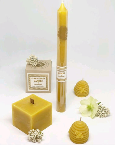 Pure Beeswax Candle - Round Taper - Short